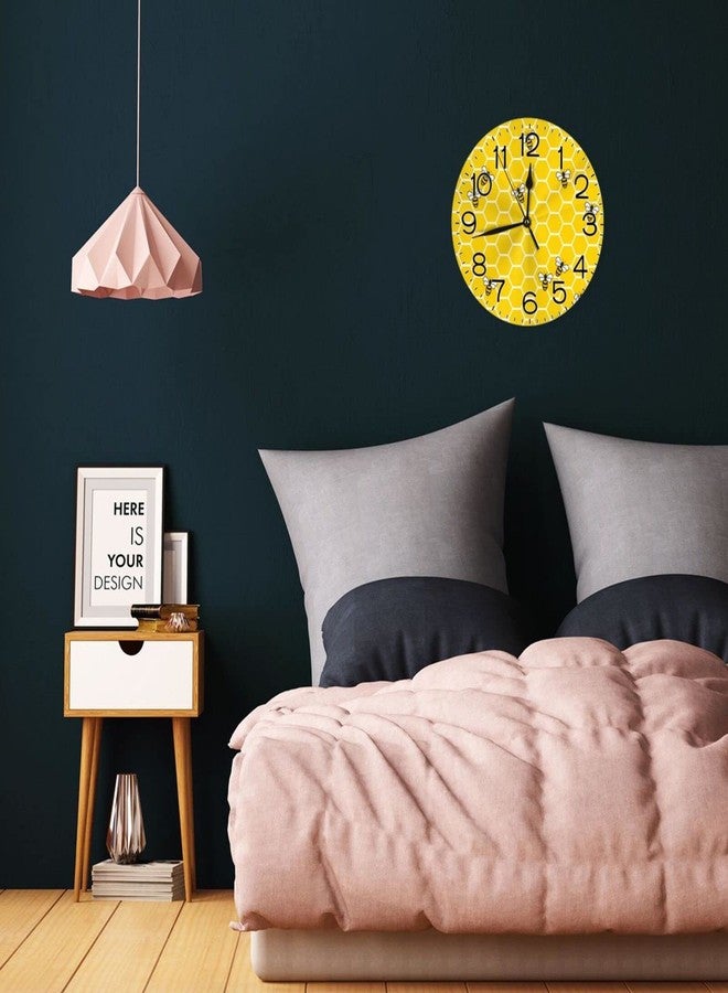 BOKEKANG Yellow Bees and Honey Wall Clock Bees Round Wall Clock Silent Non Ticking Clock 10 Inch Round Clocks Home Decor for Office School Kitchen Living Room - Image 4